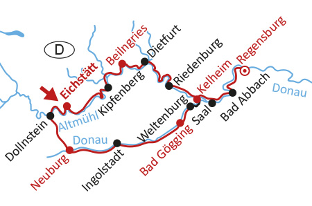 Donau- und Altmühl-Radweg ab/bis Regensburg