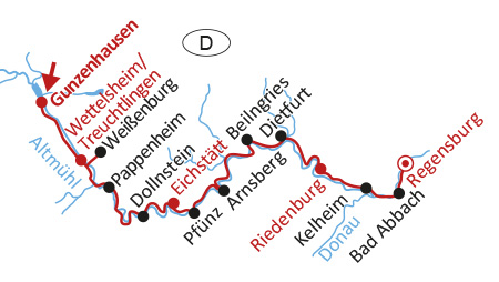 Altmühl-Radweg Weißenburg-Regensburg