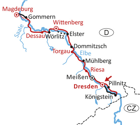 Elbe-Radweg ab Dresden bis Magdeburg