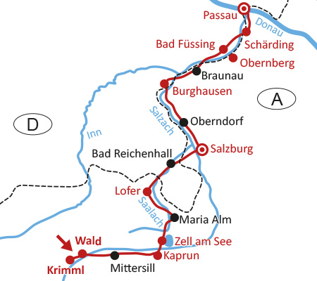 Tauernradweg Krimml - Schärding/Passau