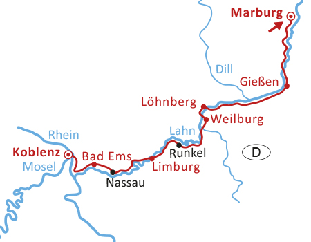 Der Lahn-Radweg, Marburg - Koblenz